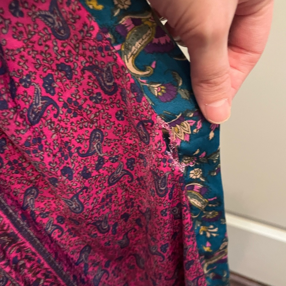 Free People Multi Pattern Maxi Tie Back Dress | Blue, Purple, Orange | Medium - Picture 9 of 12